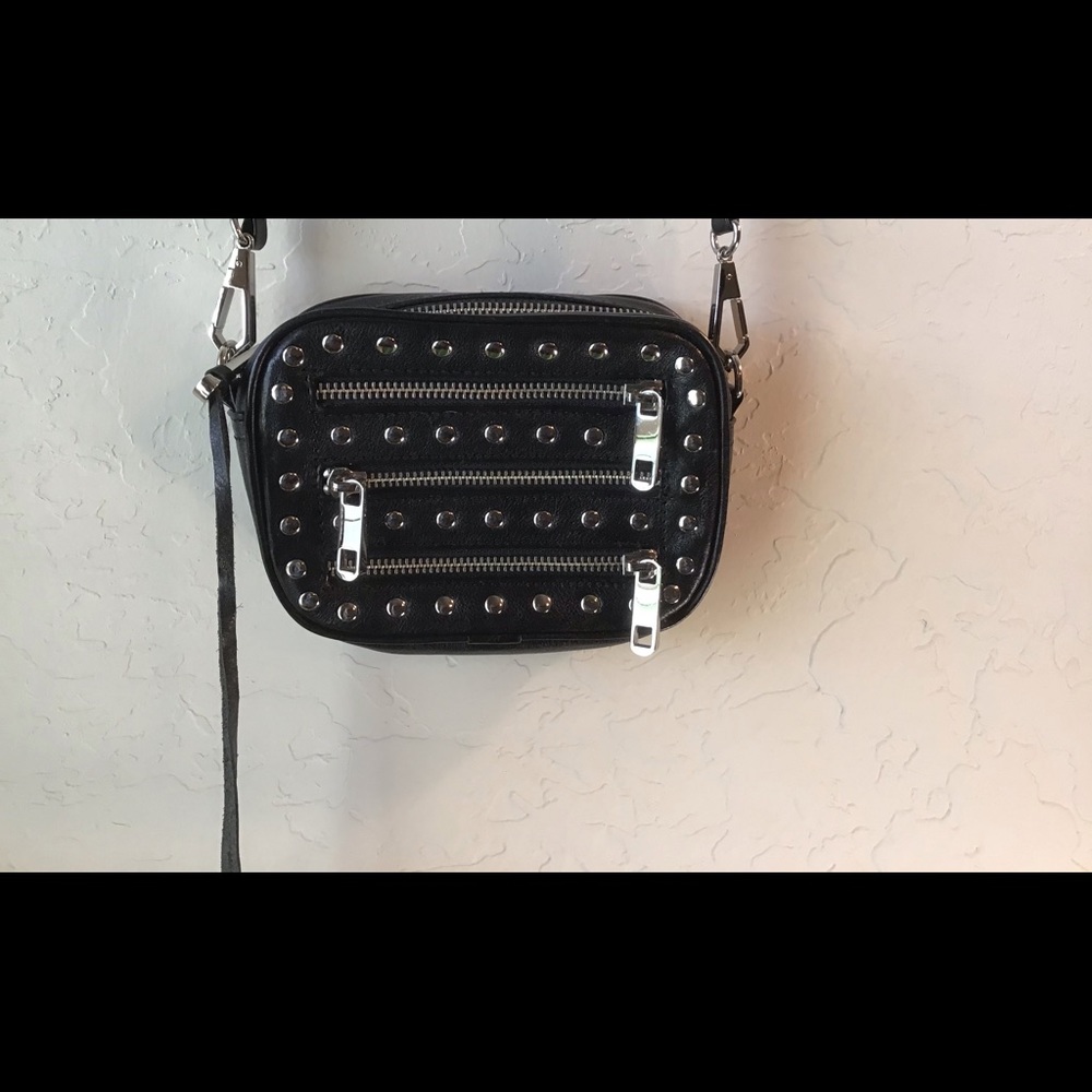 🌺EUC Studded Rebecca Minkoff Gorgeous 😘Mini Black bag. Leather Crossbody
